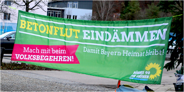 Banner "Betonflut Eindämmen"