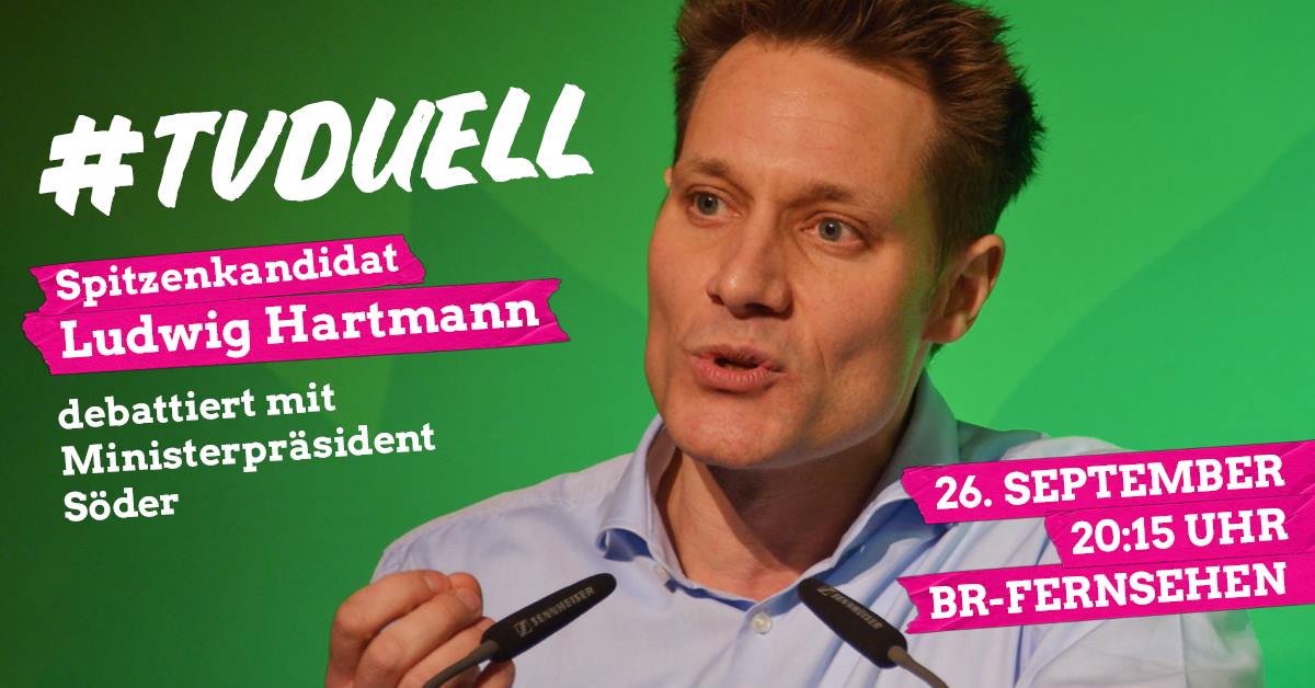 Plakat zum TV-Duell mit Ludwig Hartmann