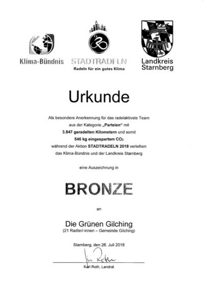Stadtradel-Urkunde