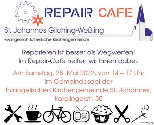 Herzliche Einladung zum nächsten Repair Café am 28. Mai von 14-17 Uhr!
