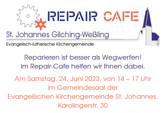 Repair Café Gilching am Samstag 24.6.2023