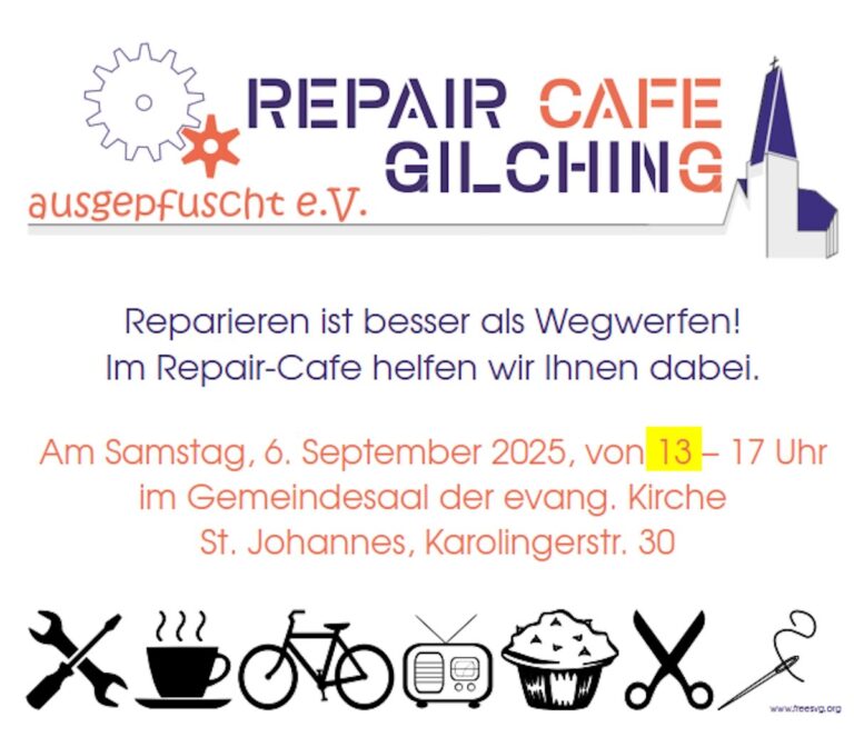 Repair Café am Samstag, den 6.9.2025