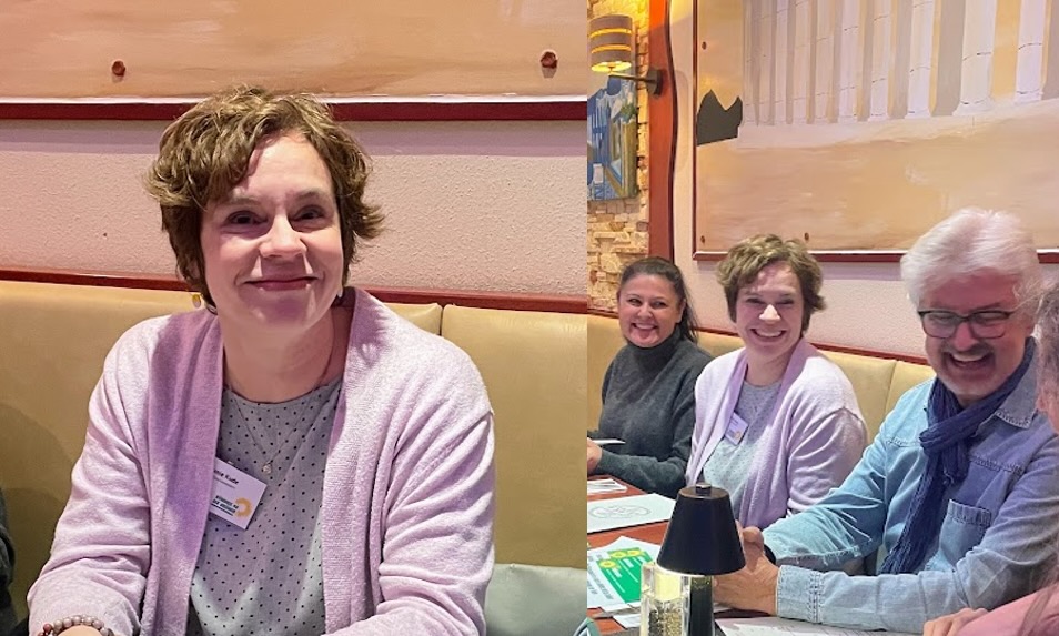 Foto mit Eindrücken vom Gilchinger Treff: Linkes Bild mit Melanie Kude, rechtes Bild mit Suzana Breitenherdt, M. Kude und Herbert Gebauer