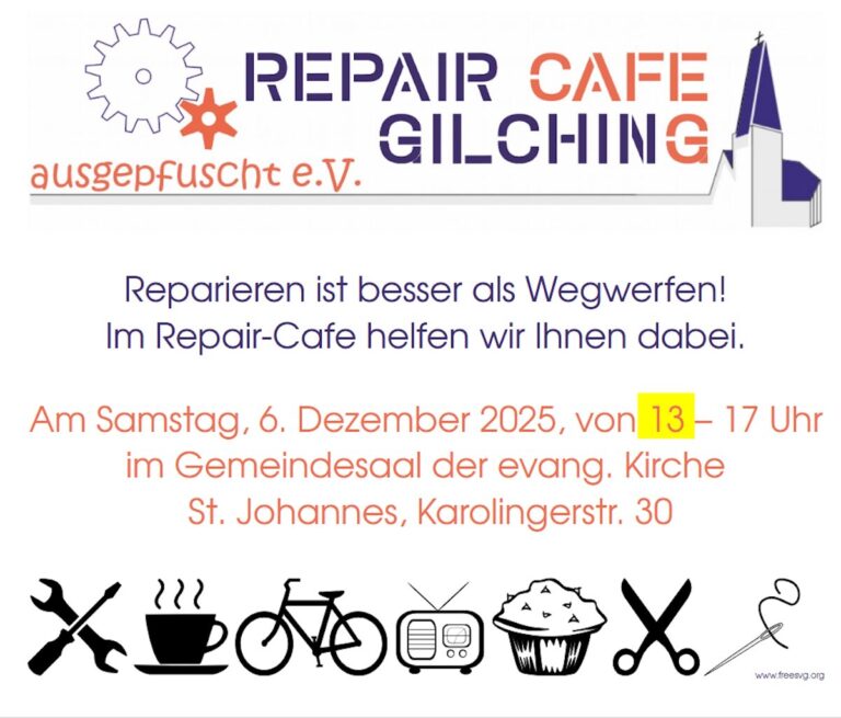 Repair Café am Samstag, den 6.12.2025