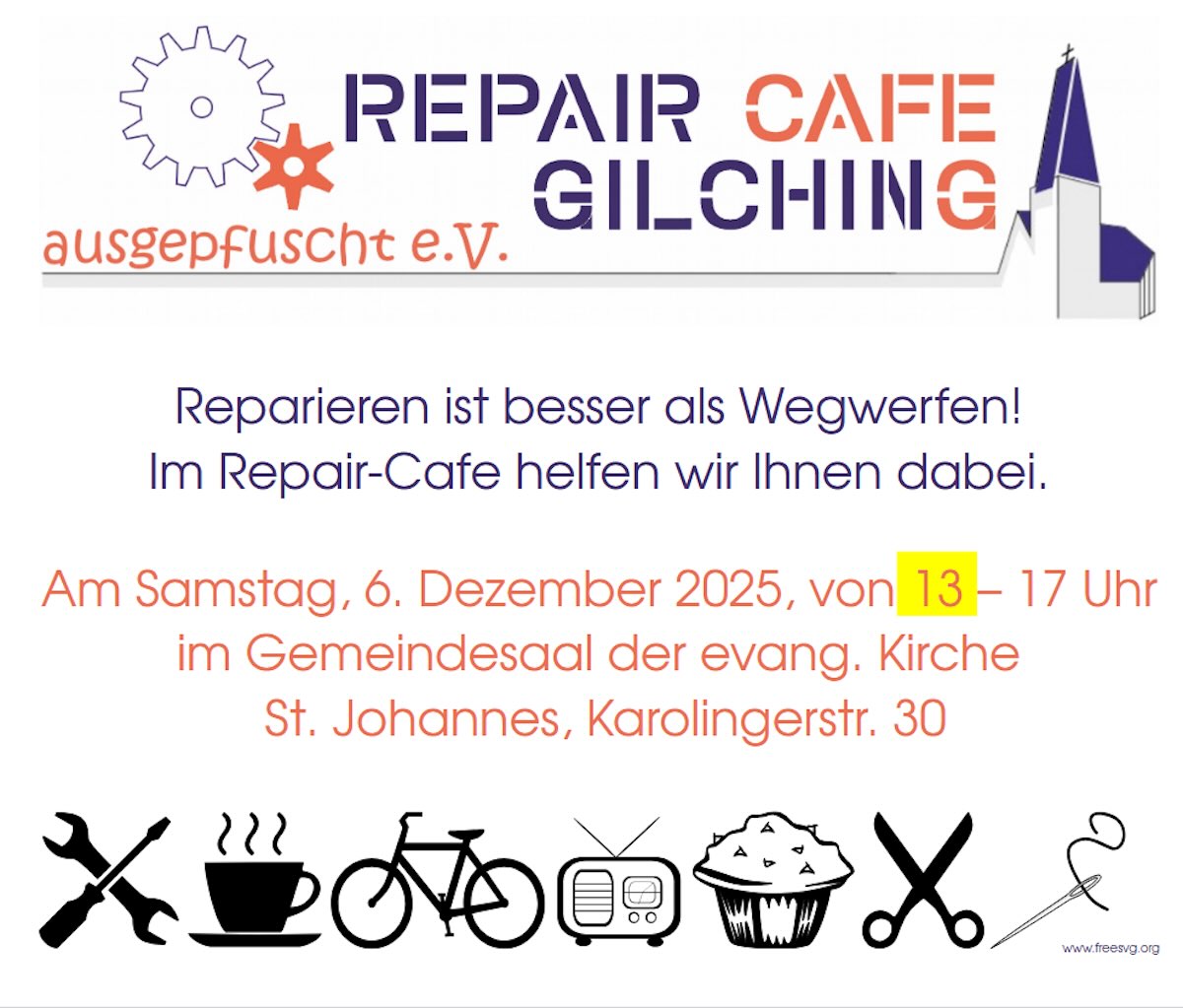 Plakat zum Repair-Cafe am 6.12.2025